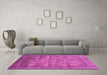 Machine Washable Abstract Purple Modern Area Rugs in a Living Room, wshabs3635pur