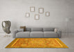 Machine Washable Abstract Yellow Modern Rug in a Living Room, wshabs3636yw