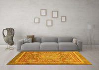 Machine Washable Abstract Yellow Modern Rug, wshabs3636yw