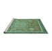 Sideview of Machine Washable Abstract Turquoise Modern Area Rugs, wshabs3636turq