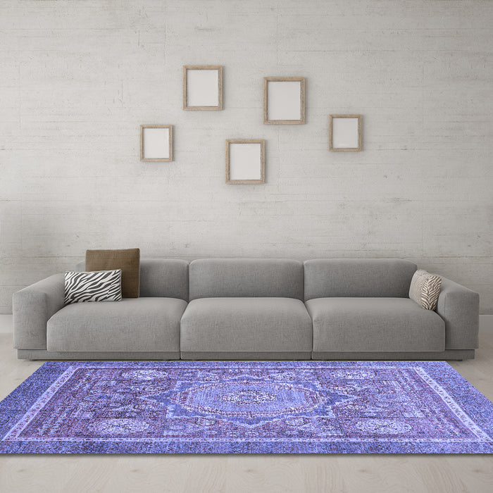 Machine Washable Abstract Blue Modern Rug in a Living Room, wshabs3636blu