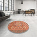 Round Abstract Red Modern Rug in a Office, abs3636