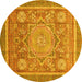 Round Abstract Yellow Modern Rug, abs3636yw