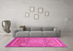 Machine Washable Abstract Pink Modern Rug in a Living Room, wshabs3636pnk