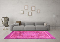 Machine Washable Abstract Pink Modern Rug, wshabs3636pnk