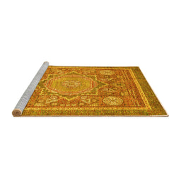Sideview of Machine Washable Abstract Yellow Modern Rug, wshabs3636yw
