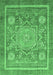 Machine Washable Abstract Emerald Green Modern Area Rugs, wshabs3636emgrn