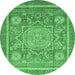 Round Abstract Emerald Green Modern Rug, abs3636emgrn