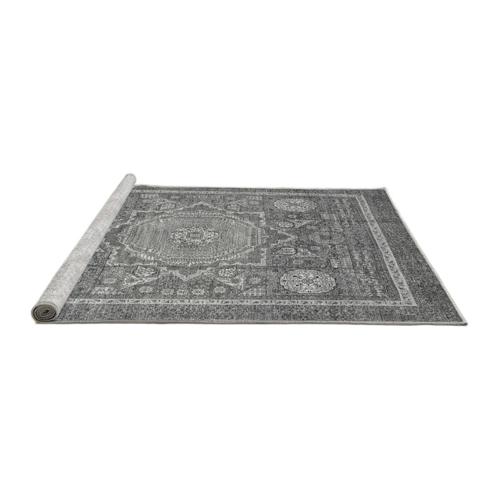 Sideview of Machine Washable Abstract Gray Modern Rug, wshabs3636gry