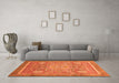 Machine Washable Abstract Orange Modern Area Rugs in a Living Room, wshabs3636org