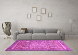 Machine Washable Abstract Purple Modern Area Rugs in a Living Room, wshabs3636pur