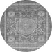 Round Abstract Gray Modern Rug, abs3636gry