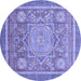 Round Machine Washable Abstract Blue Modern Rug, wshabs3636blu