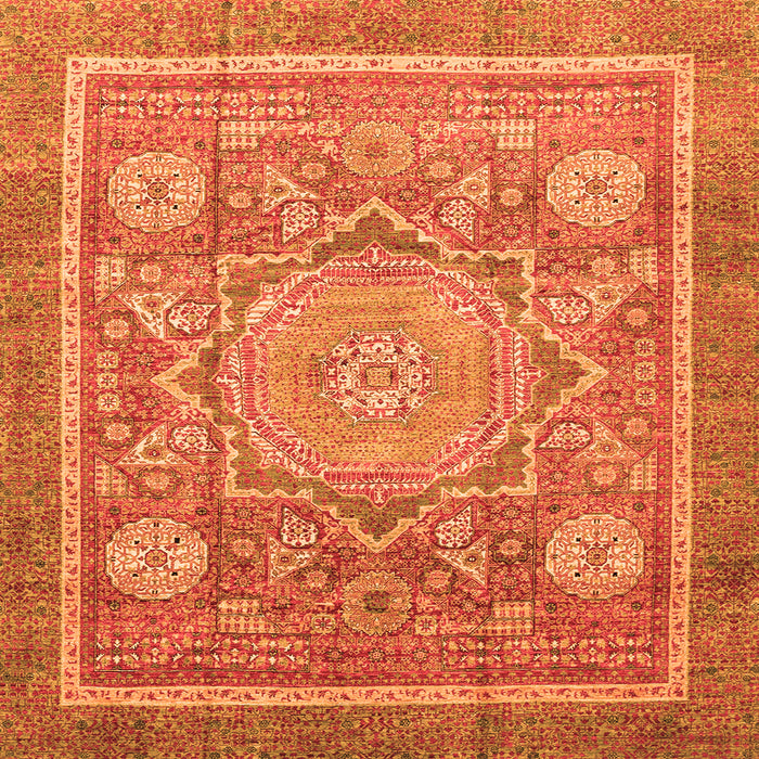 Square Abstract Orange Modern Rug, abs3636org