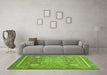 Machine Washable Abstract Green Modern Area Rugs in a Living Room,, wshabs3636grn