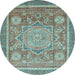 Round Abstract Light Blue Modern Rug, abs3636lblu