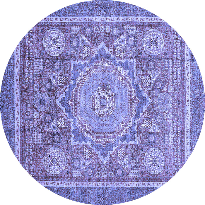 Round Abstract Blue Modern Rug, abs3636blu