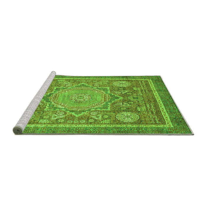 Sideview of Machine Washable Abstract Green Modern Area Rugs, wshabs3636grn