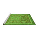 Sideview of Machine Washable Abstract Green Modern Area Rugs, wshabs3636grn