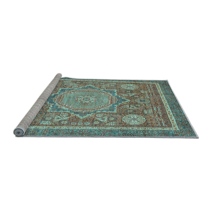Sideview of Machine Washable Abstract Light Blue Modern Rug, wshabs3636lblu