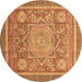 Round Machine Washable Abstract Brown Modern Rug, wshabs3636brn