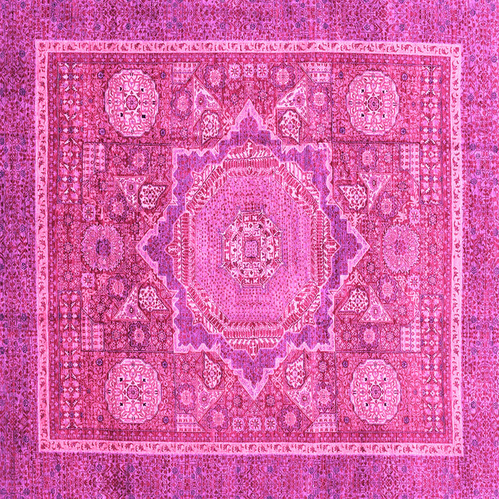 Square Machine Washable Abstract Pink Modern Rug, wshabs3636pnk