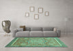 Machine Washable Abstract Turquoise Modern Area Rugs in a Living Room,, wshabs3636turq