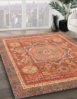 Machine Washable Abstract Red Rug in a Family Room, wshabs3636