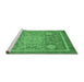 Sideview of Machine Washable Abstract Emerald Green Modern Area Rugs, wshabs3636emgrn