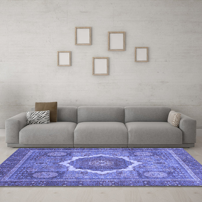 Machine Washable Abstract Blue Modern Rug in a Living Room, wshabs3637blu