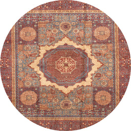 Round Abstract Light Copper Gold Modern Rug, abs3637