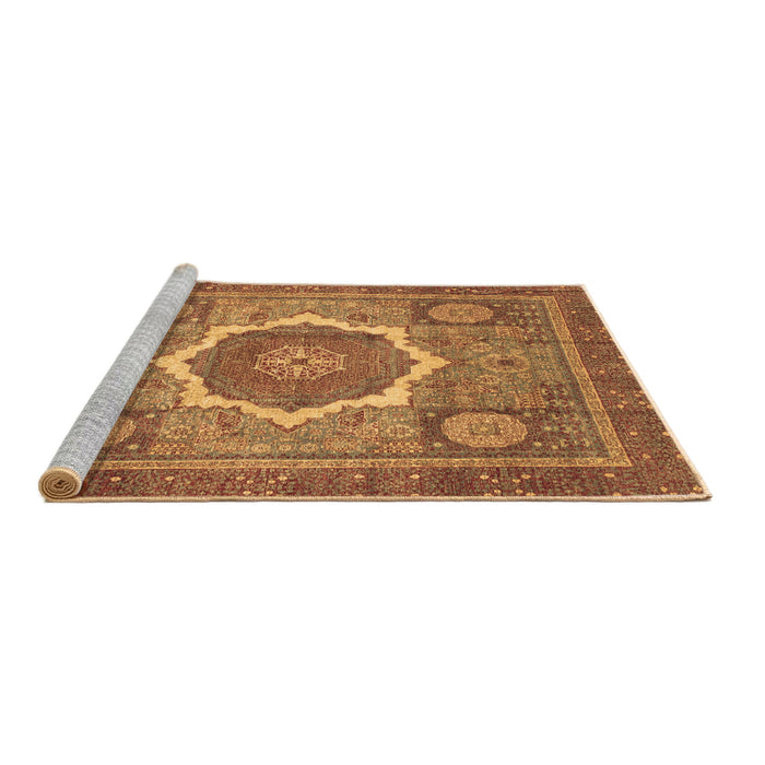 Sideview of Machine Washable Abstract Brown Modern Rug, wshabs3637brn