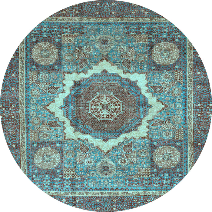Round Machine Washable Abstract Light Blue Modern Rug, wshabs3637lblu