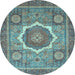 Round Machine Washable Abstract Light Blue Modern Rug, wshabs3637lblu