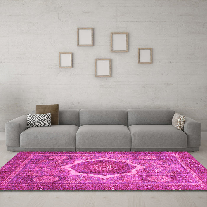 Machine Washable Abstract Pink Modern Rug in a Living Room, wshabs3637pnk