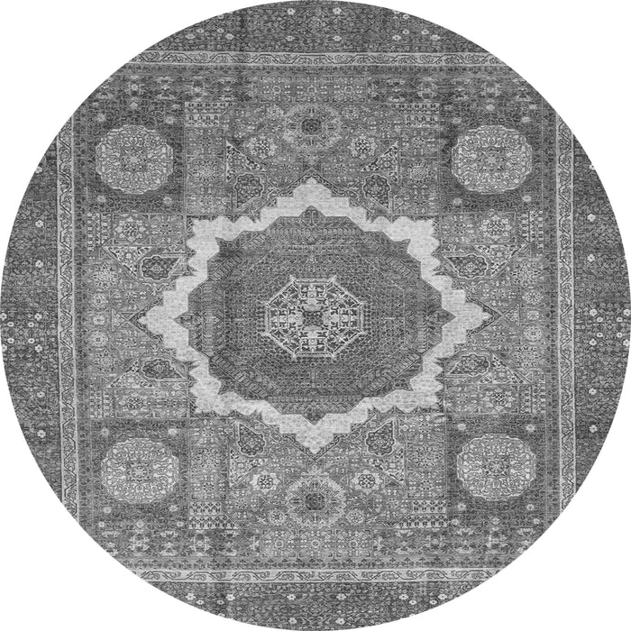 Round Machine Washable Abstract Gray Modern Rug, wshabs3637gry