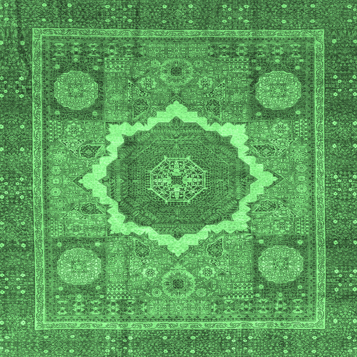 Square Machine Washable Abstract Emerald Green Modern Area Rugs, wshabs3637emgrn