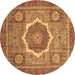 Round Abstract Brown Modern Rug, abs3637brn