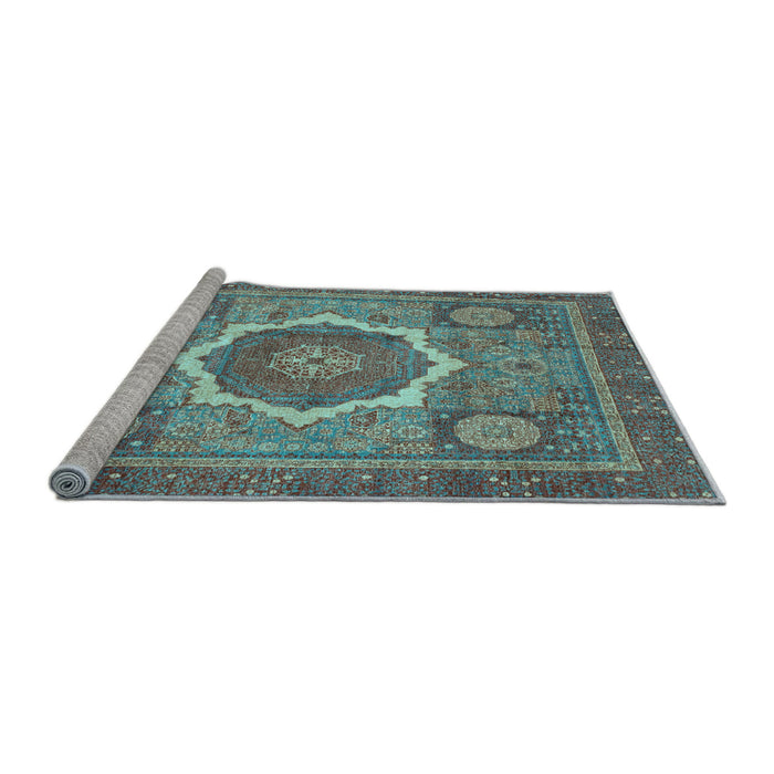 Sideview of Machine Washable Abstract Light Blue Modern Rug, wshabs3637lblu
