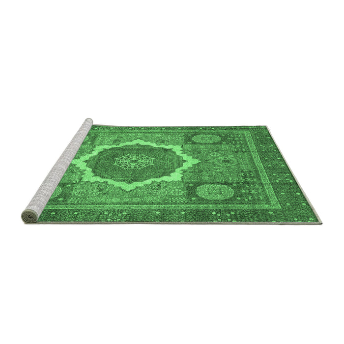 Sideview of Machine Washable Abstract Emerald Green Modern Area Rugs, wshabs3637emgrn