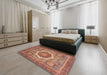 Abstract Light Copper Gold Modern Rug in a Bedroom, abs3637