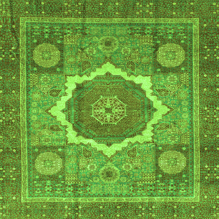 Square Abstract Green Modern Rug, abs3637grn