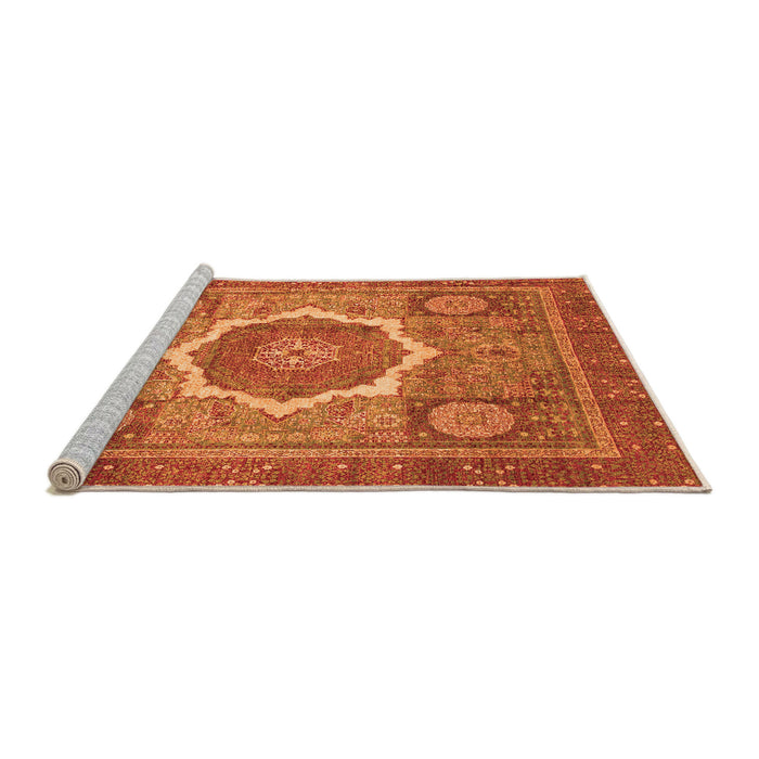 Sideview of Machine Washable Abstract Orange Modern Area Rugs, wshabs3637org