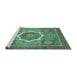 Sideview of Machine Washable Abstract Turquoise Modern Area Rugs, wshabs3637turq