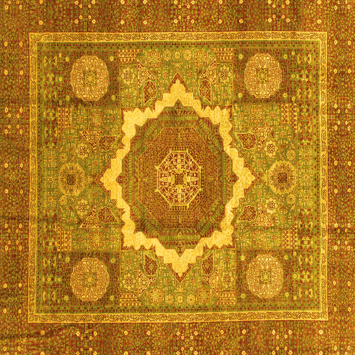 Square Machine Washable Abstract Yellow Modern Rug, wshabs3637yw