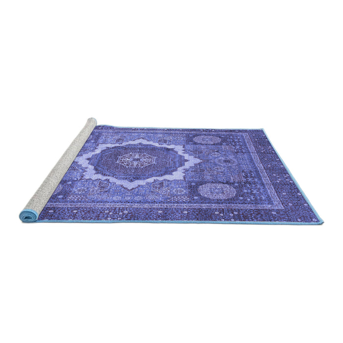 Sideview of Machine Washable Abstract Blue Modern Rug, wshabs3637blu