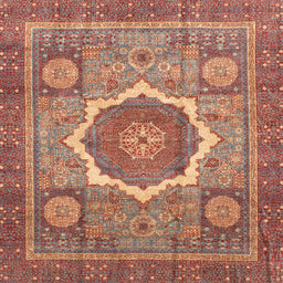 Square Machine Washable Abstract Light Copper Gold Rug, wshabs3637