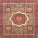 Square Machine Washable Abstract Light Copper Gold Rug, wshabs3637