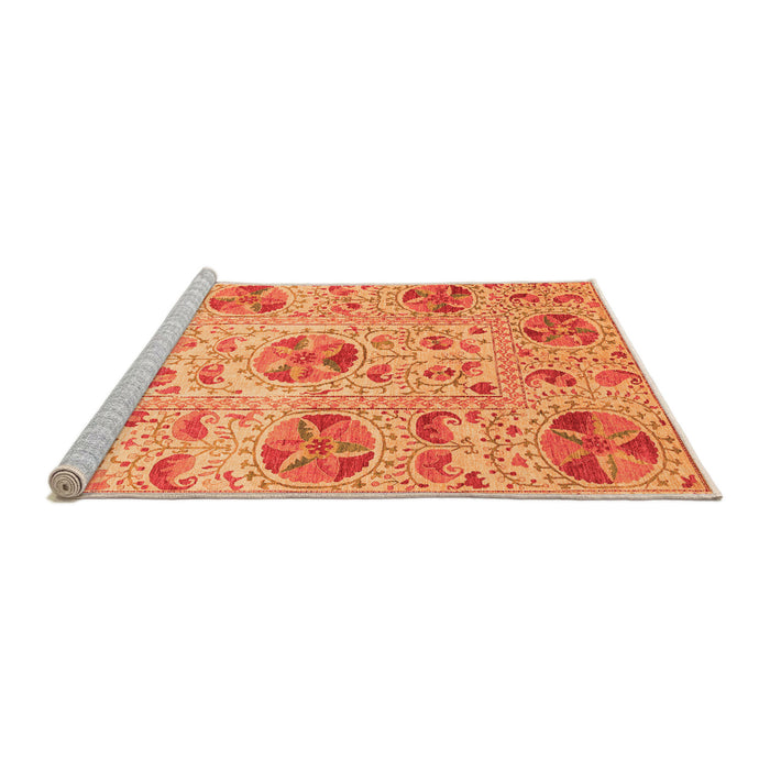 Sideview of Machine Washable Abstract Orange Modern Area Rugs, wshabs3638org