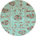 Round Machine Washable Abstract Light Blue Modern Rug, wshabs3638lblu